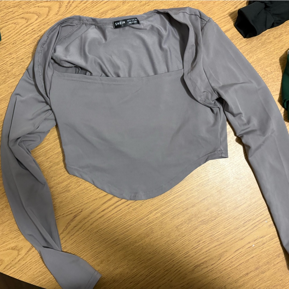 SHEIN Charcoal Long Sleeve Top